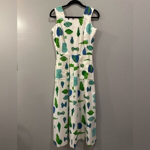 The Vested Gentress Vintage Handmade Shell Print Maxi Dress White Multi Size 8